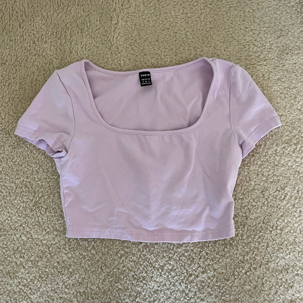 Shein Purple Square Neck Like Crop Top